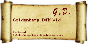 Goldenberg Dávid névjegykártya